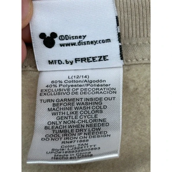 Disney Mickey Mouse "Original Mickey" Tan Crewneck Sweatshirt Size L (12/14) - Picture 3 of 6